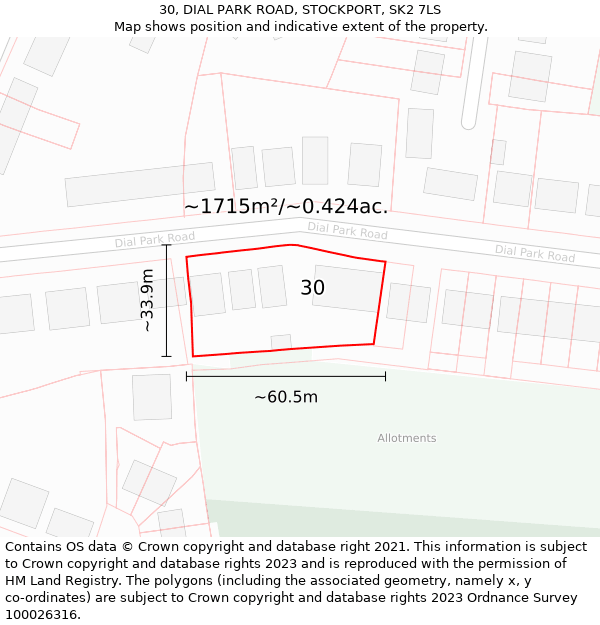 30, DIAL PARK ROAD, STOCKPORT, SK2 7LS: Plot and title map