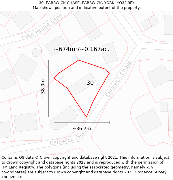 30, EARSWICK CHASE, EARSWICK, YORK, YO32 9FY: Plot and title map