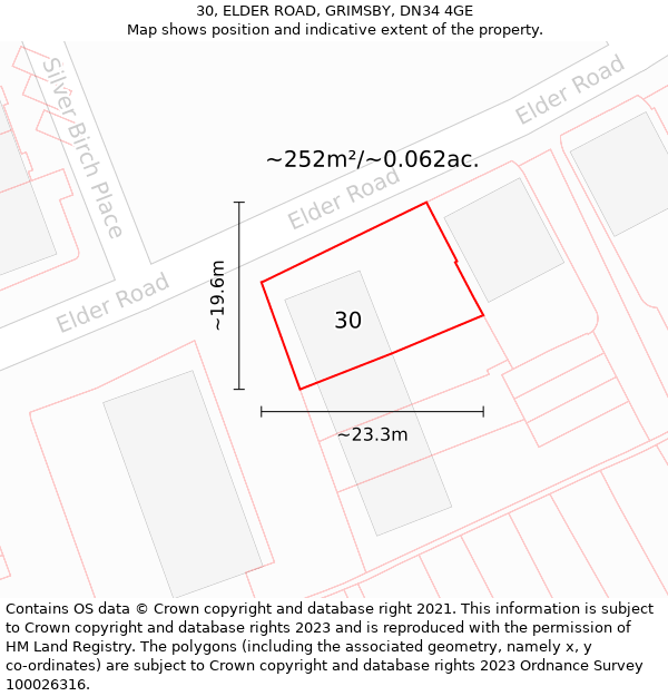 30, ELDER ROAD, GRIMSBY, DN34 4GE: Plot and title map