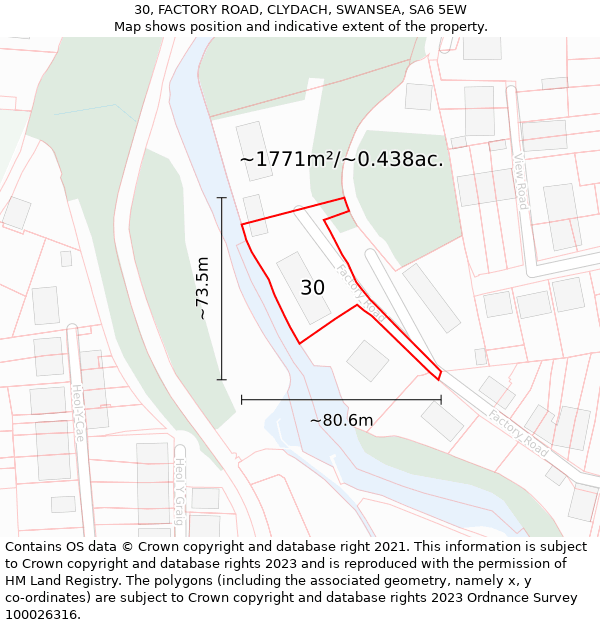 30, FACTORY ROAD, CLYDACH, SWANSEA, SA6 5EW: Plot and title map