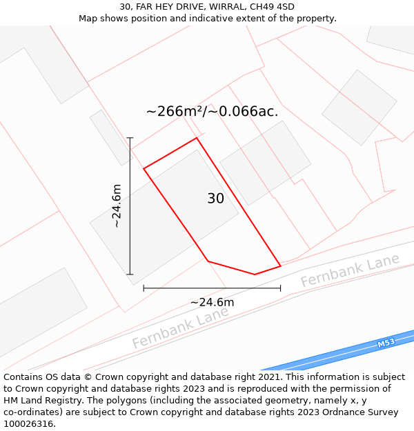 30, FAR HEY DRIVE, WIRRAL, CH49 4SD: Plot and title map