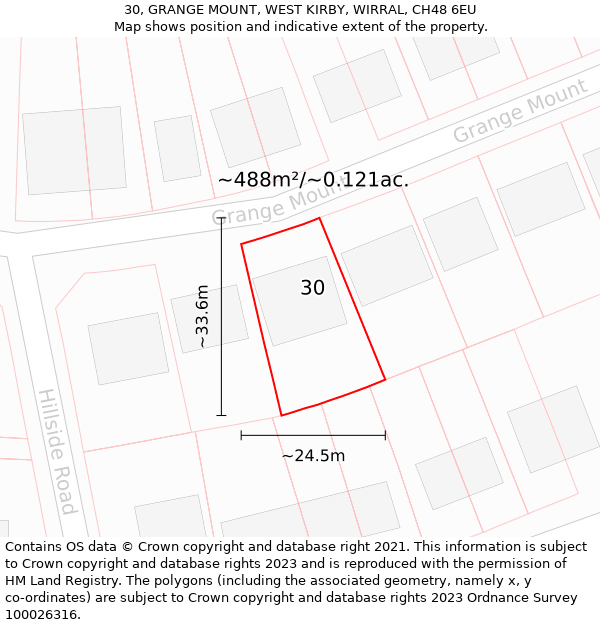 30, GRANGE MOUNT, WEST KIRBY, WIRRAL, CH48 6EU: Plot and title map