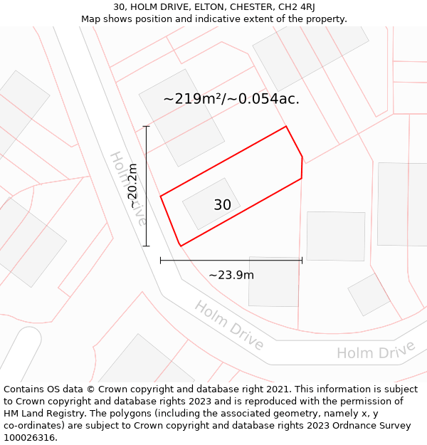 30, HOLM DRIVE, ELTON, CHESTER, CH2 4RJ: Plot and title map