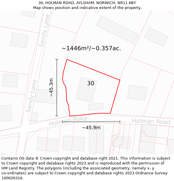 30, HOLMAN ROAD, AYLSHAM, NORWICH, NR11 6BY: Plot and title map