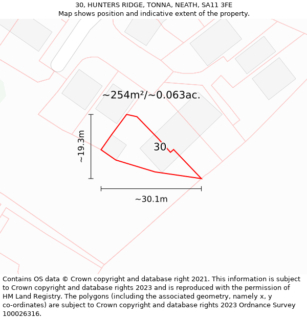 30, HUNTERS RIDGE, TONNA, NEATH, SA11 3FE: Plot and title map