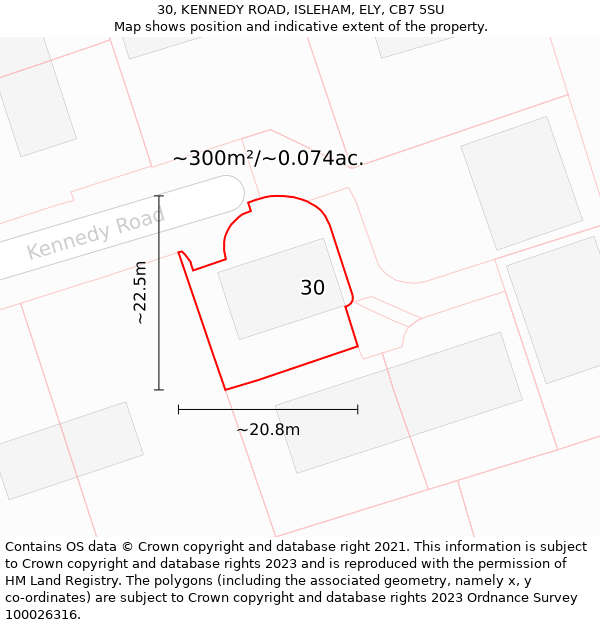 30, KENNEDY ROAD, ISLEHAM, ELY, CB7 5SU: Plot and title map