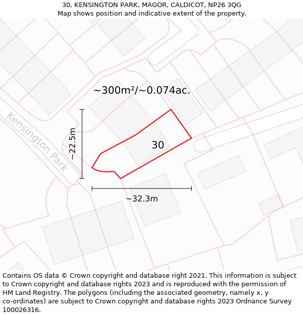 30, KENSINGTON PARK, MAGOR, CALDICOT, NP26 3QG: Plot and title map