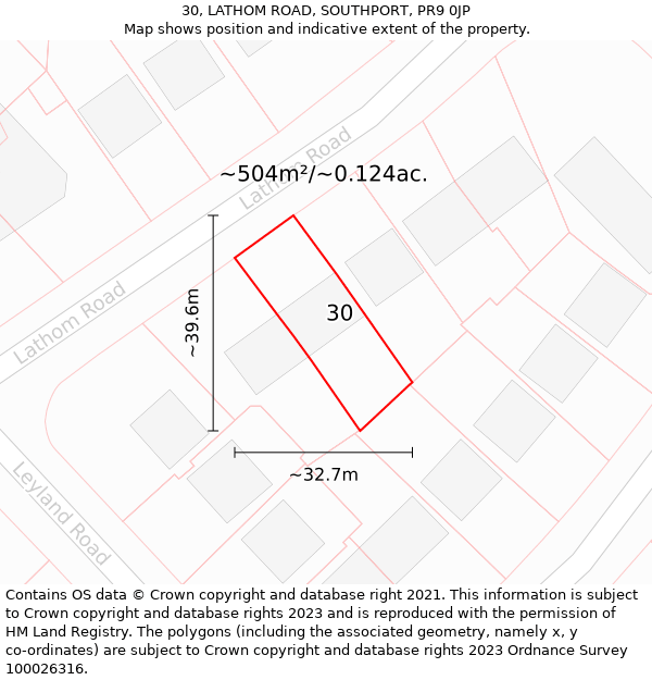 30, LATHOM ROAD, SOUTHPORT, PR9 0JP: Plot and title map