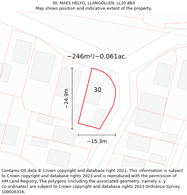 30, MAES HELYG, LLANGOLLEN, LL20 8BX: Plot and title map