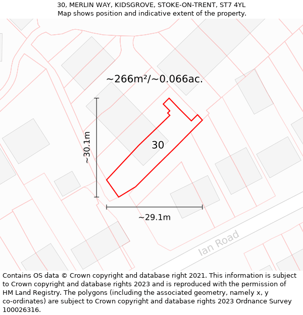 30, MERLIN WAY, KIDSGROVE, STOKE-ON-TRENT, ST7 4YL: Plot and title map