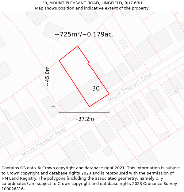 30, MOUNT PLEASANT ROAD, LINGFIELD, RH7 6BH: Plot and title map