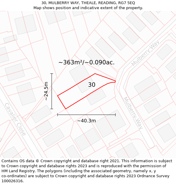 30, MULBERRY WAY, THEALE, READING, RG7 5EQ: Plot and title map