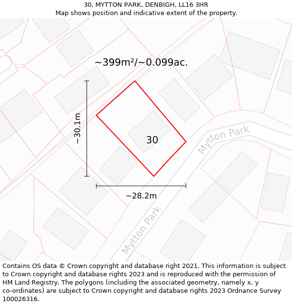 30, MYTTON PARK, DENBIGH, LL16 3HR: Plot and title map