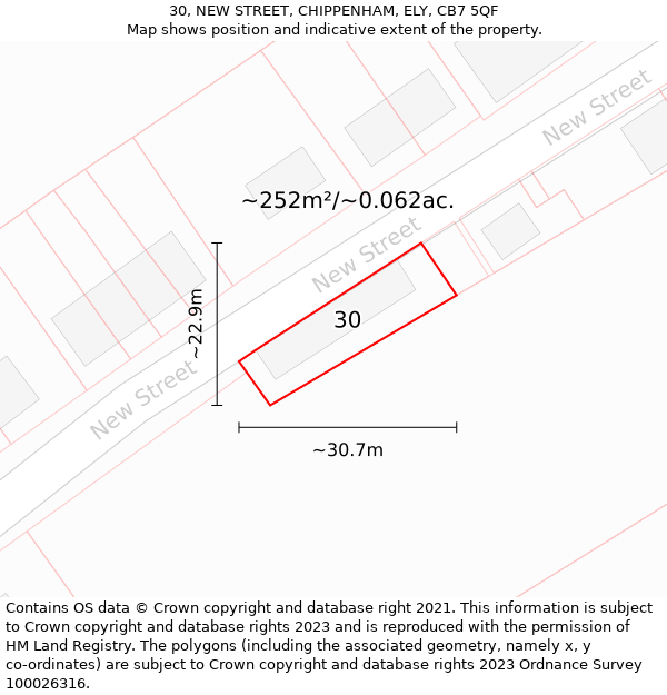 30, NEW STREET, CHIPPENHAM, ELY, CB7 5QF: Plot and title map