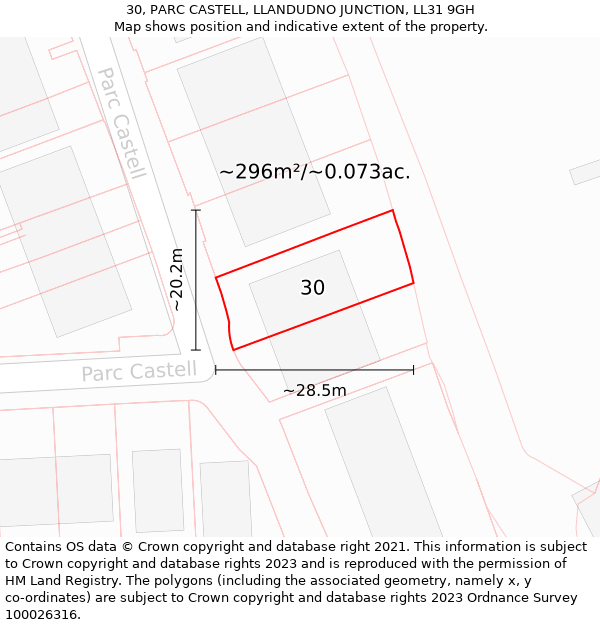 30, PARC CASTELL, LLANDUDNO JUNCTION, LL31 9GH: Plot and title map