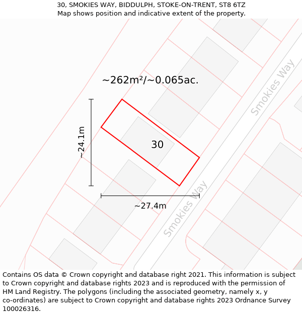 30, SMOKIES WAY, BIDDULPH, STOKE-ON-TRENT, ST8 6TZ: Plot and title map