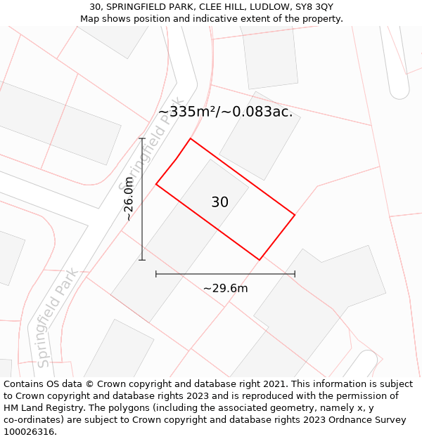 30, SPRINGFIELD PARK, CLEE HILL, LUDLOW, SY8 3QY: Plot and title map