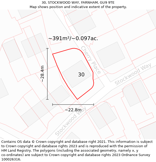 30, STOCKWOOD WAY, FARNHAM, GU9 9TE: Plot and title map