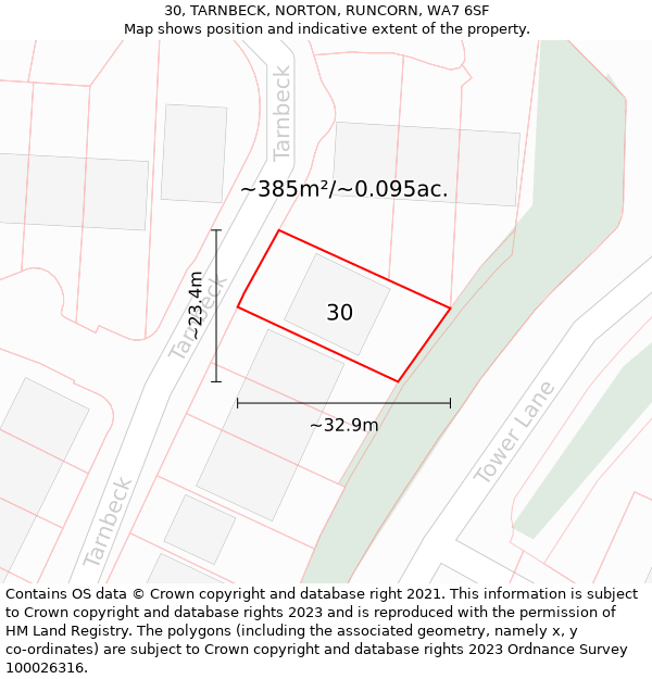 30, TARNBECK, NORTON, RUNCORN, WA7 6SF: Plot and title map