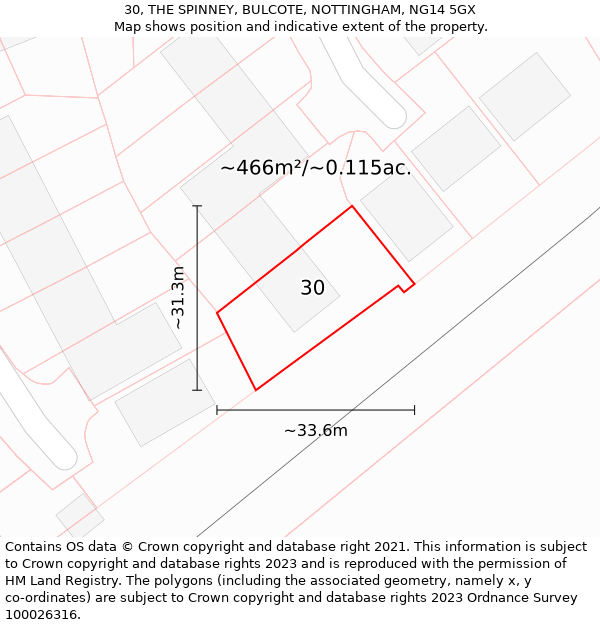 30, THE SPINNEY, BULCOTE, NOTTINGHAM, NG14 5GX: Plot and title map