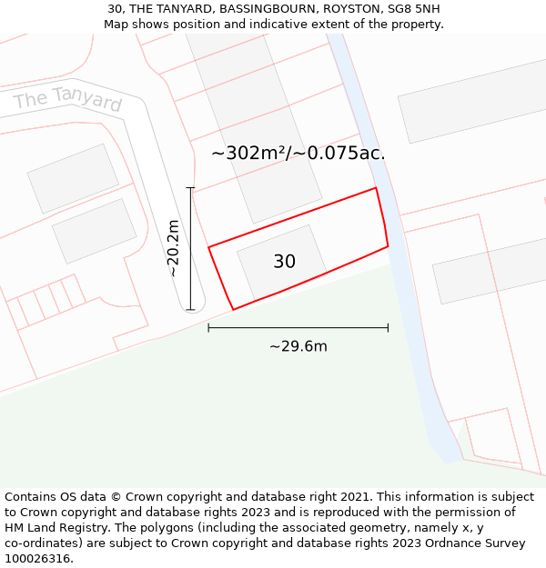 30, THE TANYARD, BASSINGBOURN, ROYSTON, SG8 5NH: Plot and title map