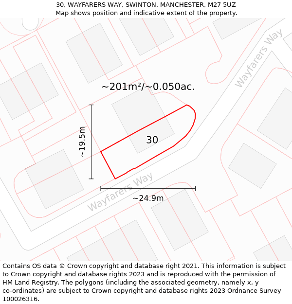 30, WAYFARERS WAY, SWINTON, MANCHESTER, M27 5UZ: Plot and title map