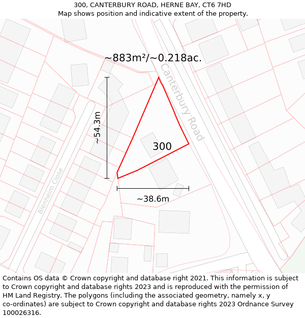 300, CANTERBURY ROAD, HERNE BAY, CT6 7HD: Plot and title map