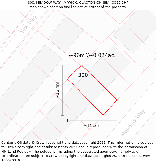 300, MEADOW WAY, JAYWICK, CLACTON-ON-SEA, CO15 2HP: Plot and title map