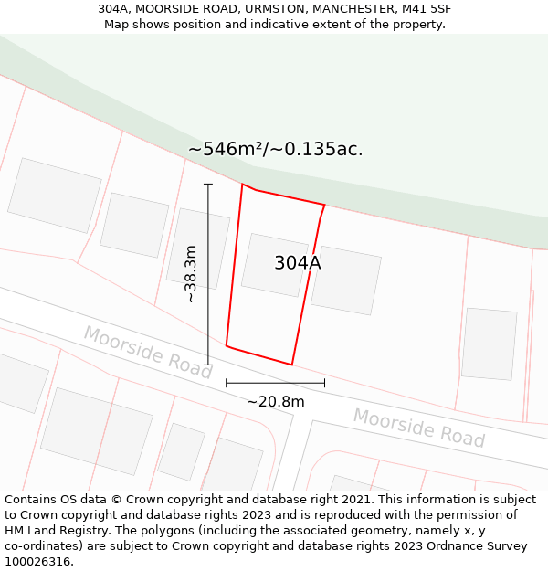 304A, MOORSIDE ROAD, URMSTON, MANCHESTER, M41 5SF: Plot and title map