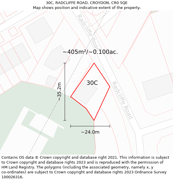 30C, RADCLIFFE ROAD, CROYDON, CR0 5QE: Plot and title map