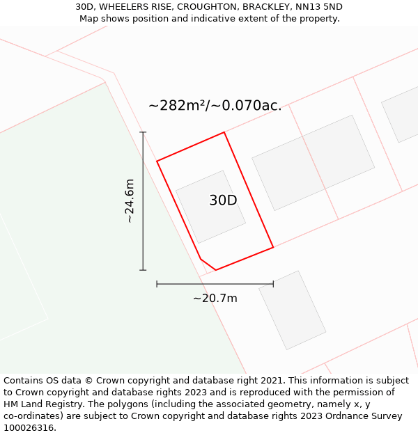 30D, WHEELERS RISE, CROUGHTON, BRACKLEY, NN13 5ND: Plot and title map