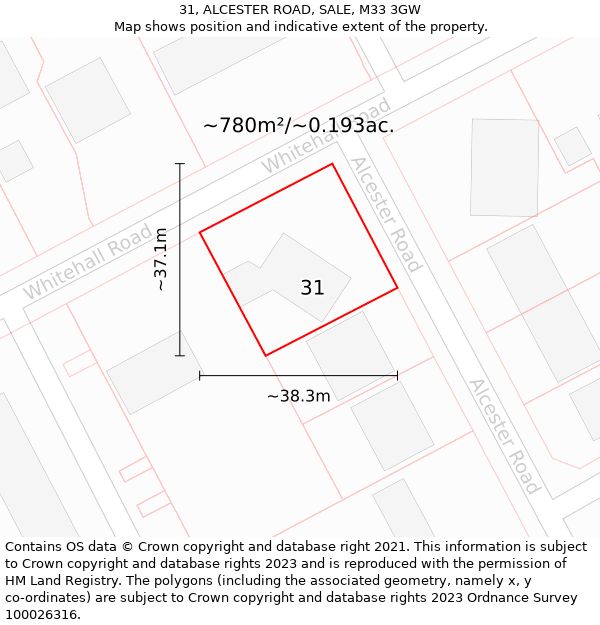 31, ALCESTER ROAD, SALE, M33 3GW: Plot and title map