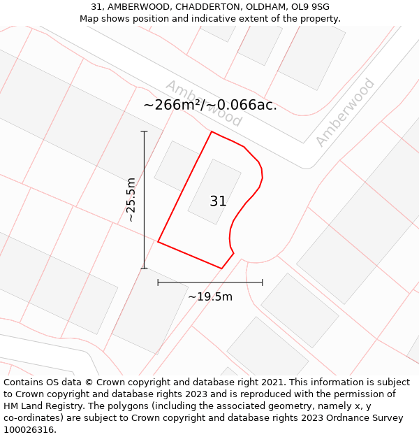 31, AMBERWOOD, CHADDERTON, OLDHAM, OL9 9SG: Plot and title map