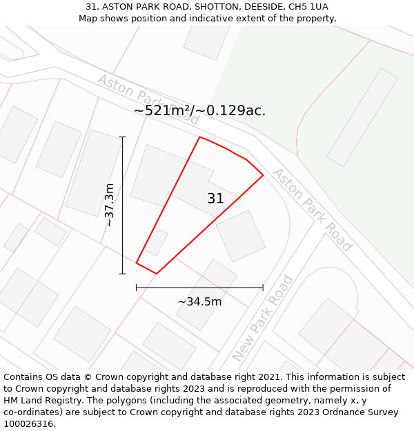 31, ASTON PARK ROAD, SHOTTON, DEESIDE, CH5 1UA: Plot and title map