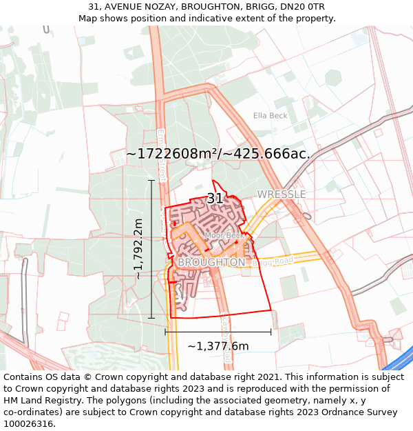 31, AVENUE NOZAY, BROUGHTON, BRIGG, DN20 0TR: Plot and title map