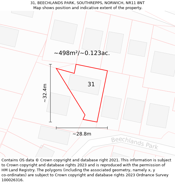 31, BEECHLANDS PARK, SOUTHREPPS, NORWICH, NR11 8NT: Plot and title map