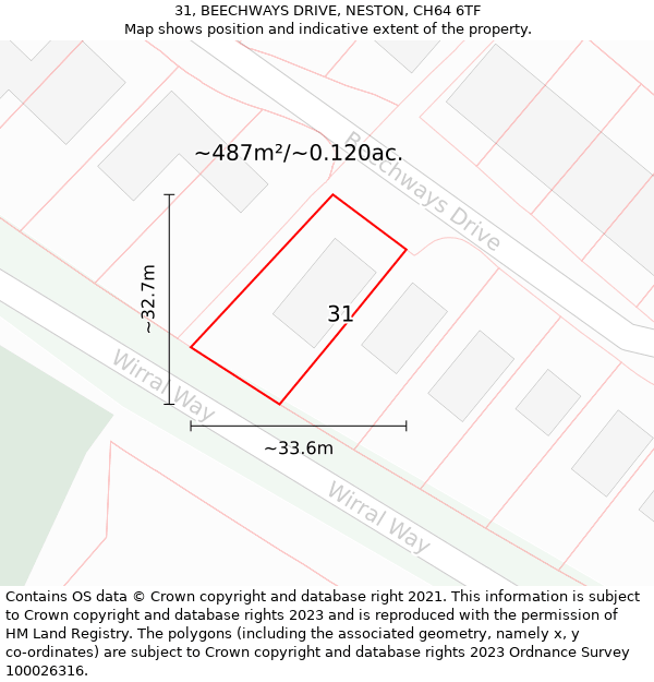 31, BEECHWAYS DRIVE, NESTON, CH64 6TF: Plot and title map