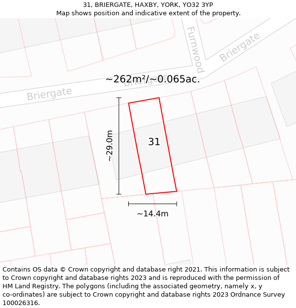 31, BRIERGATE, HAXBY, YORK, YO32 3YP: Plot and title map