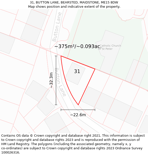 31, BUTTON LANE, BEARSTED, MAIDSTONE, ME15 8DW: Plot and title map