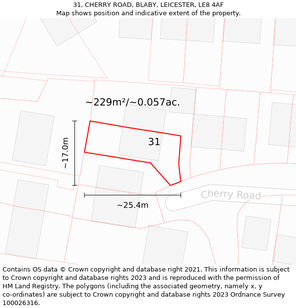 31, CHERRY ROAD, BLABY, LEICESTER, LE8 4AF: Plot and title map