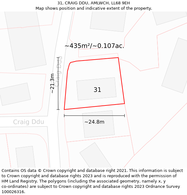 31, CRAIG DDU, AMLWCH, LL68 9EH: Plot and title map