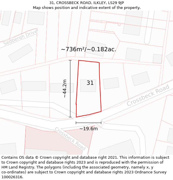 31, CROSSBECK ROAD, ILKLEY, LS29 9JP: Plot and title map