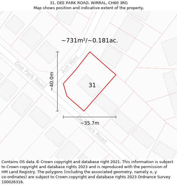 31, DEE PARK ROAD, WIRRAL, CH60 3RG: Plot and title map