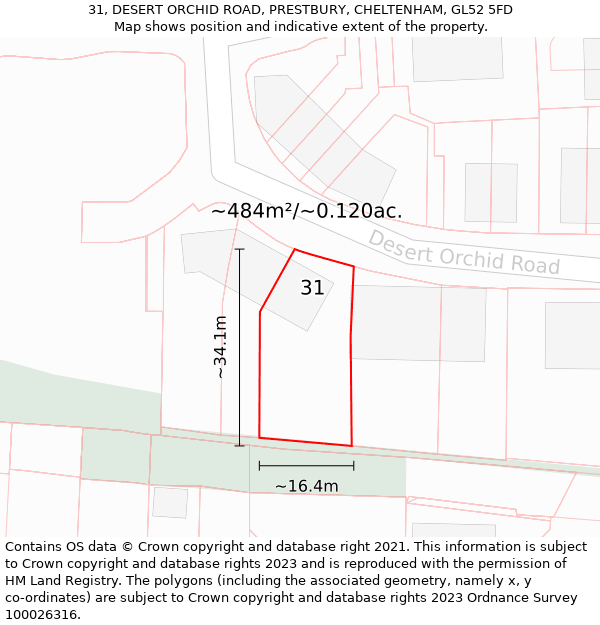 31, DESERT ORCHID ROAD, PRESTBURY, CHELTENHAM, GL52 5FD: Plot and title map