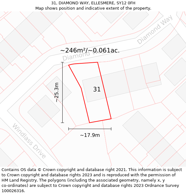 31, DIAMOND WAY, ELLESMERE, SY12 0FH: Plot and title map