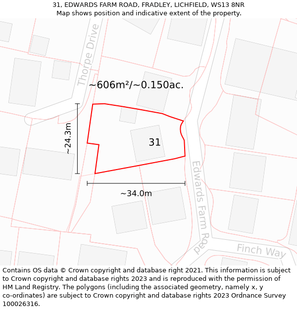 31, EDWARDS FARM ROAD, FRADLEY, LICHFIELD, WS13 8NR: Plot and title map