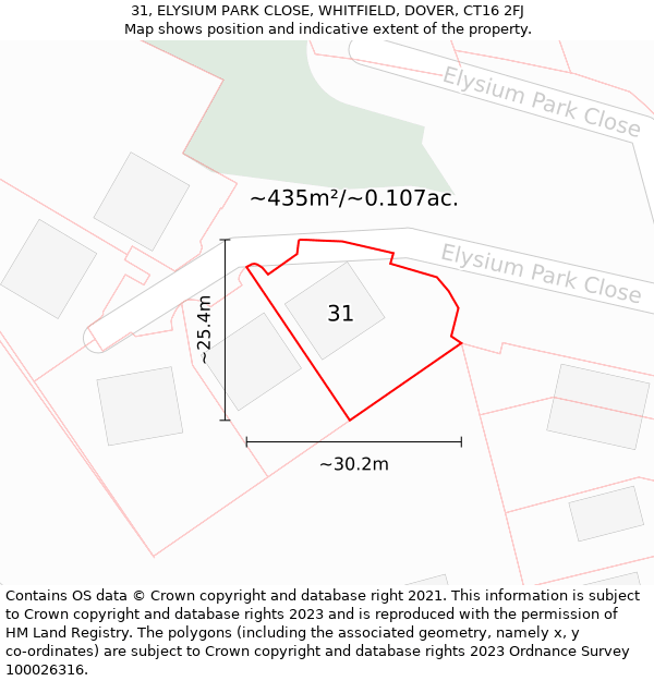 31, ELYSIUM PARK CLOSE, WHITFIELD, DOVER, CT16 2FJ: Plot and title map