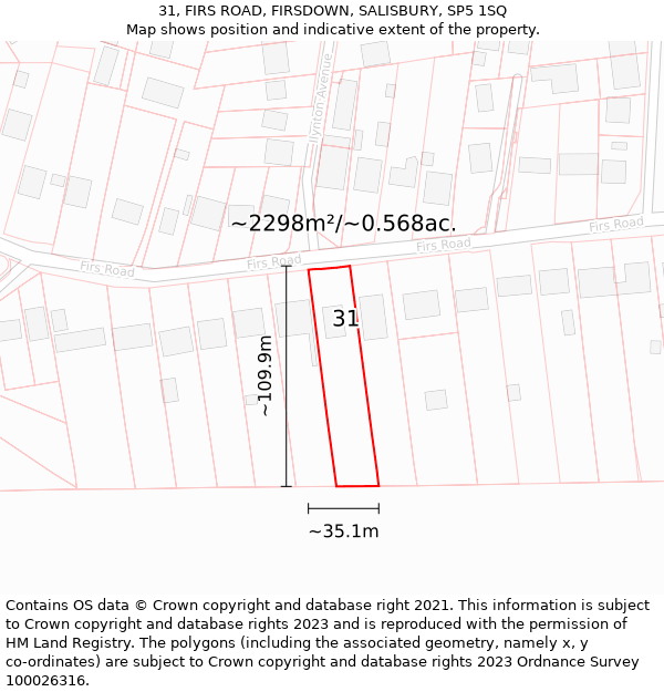 31, FIRS ROAD, FIRSDOWN, SALISBURY, SP5 1SQ: Plot and title map