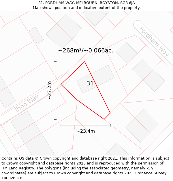 31, FORDHAM WAY, MELBOURN, ROYSTON, SG8 6JA: Plot and title map