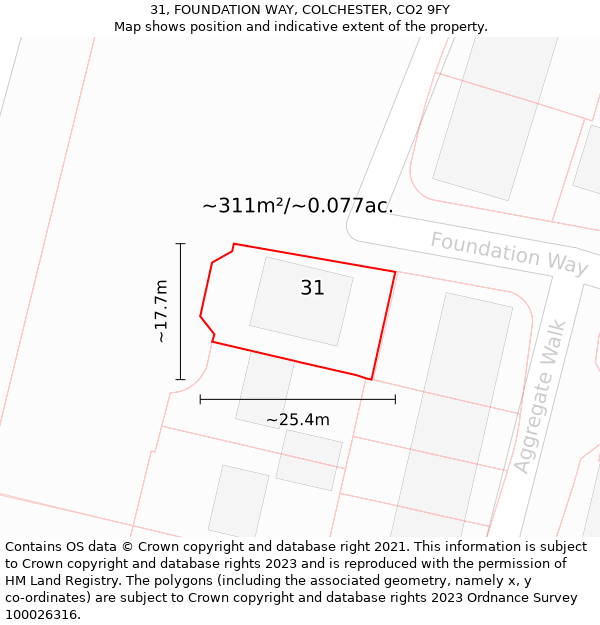 31, FOUNDATION WAY, COLCHESTER, CO2 9FY: Plot and title map